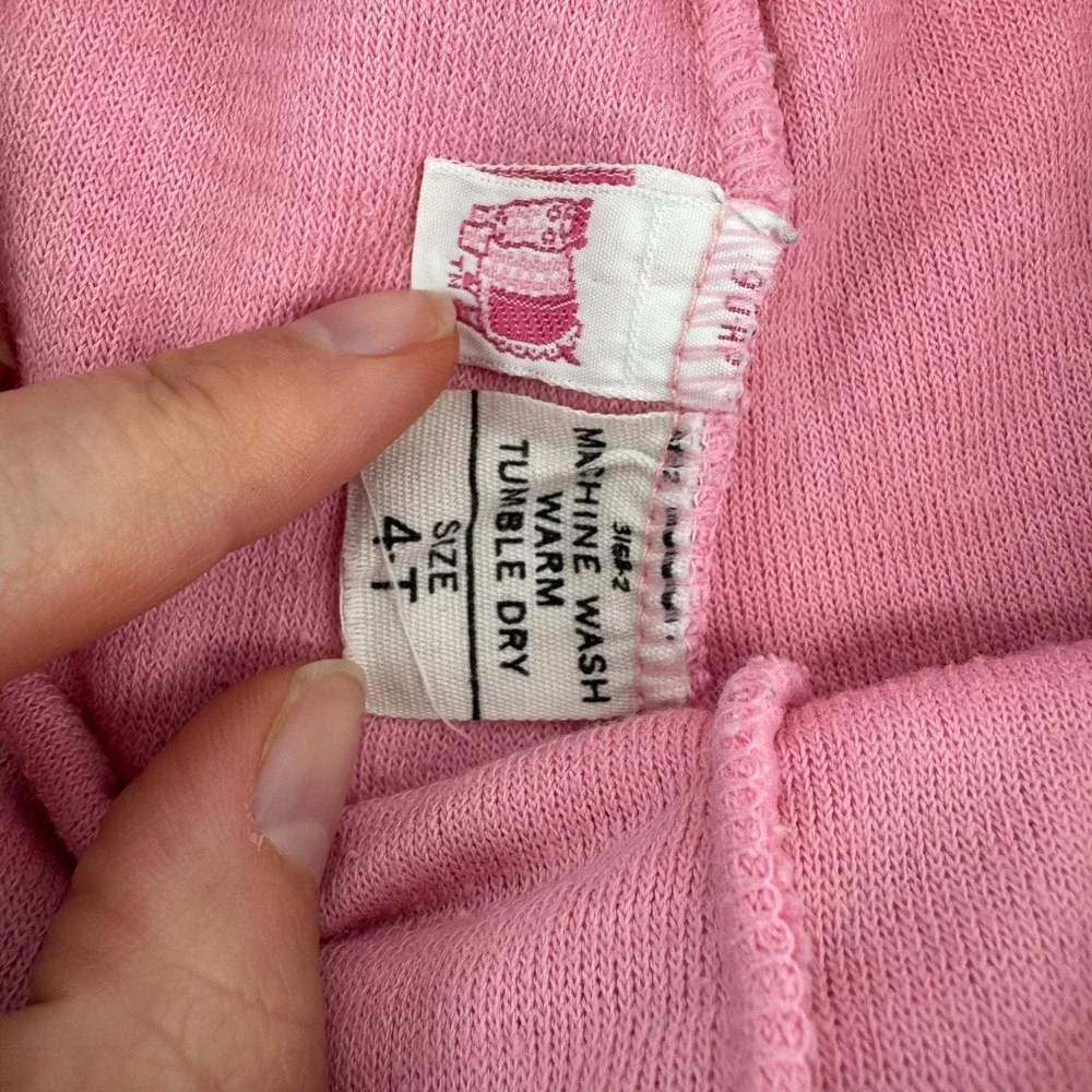 Vintage Garanimals Pink Terry Cloth Short Set 4T Floral Embroidery 2 Piece Retro
